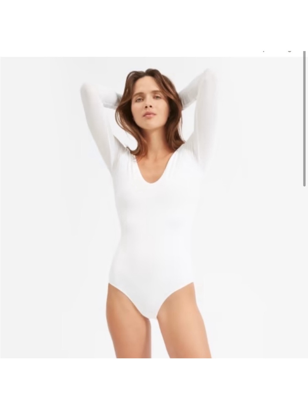 Women's Everlane White Long-Sleeve Scoop Neck Bodysuit small
